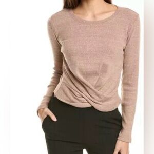 NWT Velvet by Graham & Spencer Geonna Brushed Knit Sweater Top Pecan M